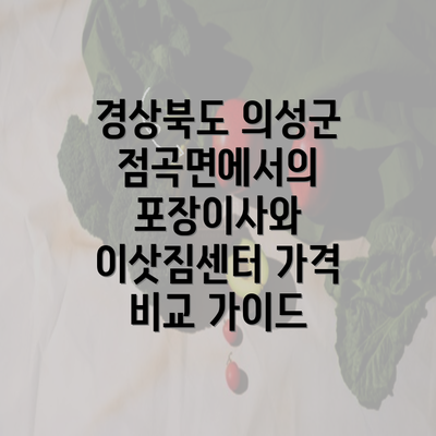 경상북도 의성군 점곡면에서의 포장이사와 이삿짐센터 가격 비교 가이드