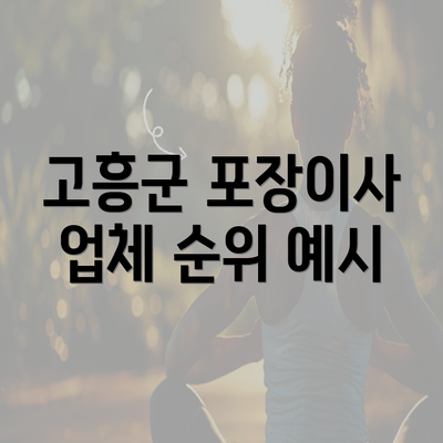 고흥군 포장이사 업체 순위 예시