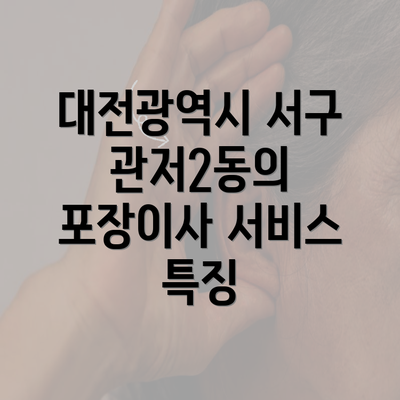 대전광역시 서구 관저2동의 포장이사 서비스 특징