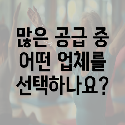 많은 공급 중 어떤 업체를 선택하나요?