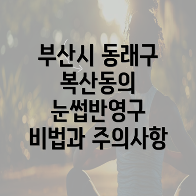 부산시 동래구 복산동의 눈썹반영구 비법과 주의사항