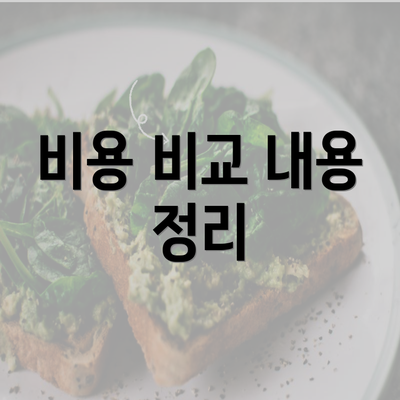 비용 비교 내용 정리