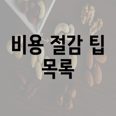 비용 절감 팁 목록