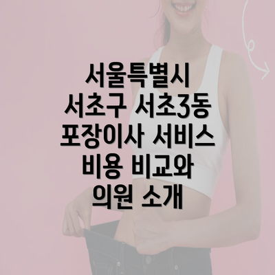 서울특별시 서초구 서초3동 포장이사 서비스 비용 비교와 의원 소개