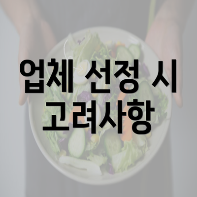 업체 선정 시 고려사항