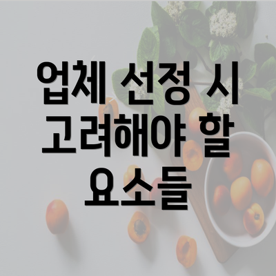 업체 선정 시 고려해야 할 요소들