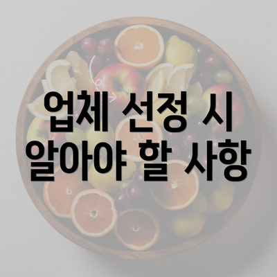 업체 선정 시 알아야 할 사항