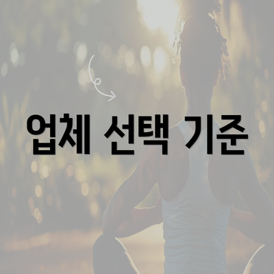 업체 선택 기준