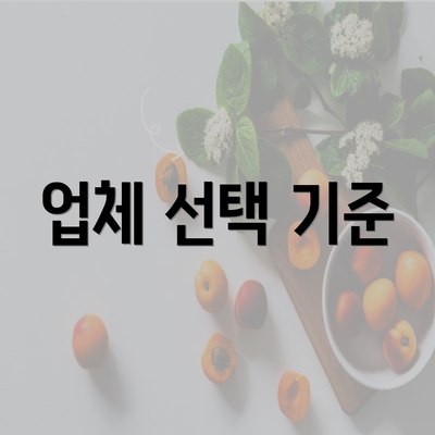 업체 선택 기준