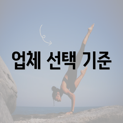 업체 선택 기준