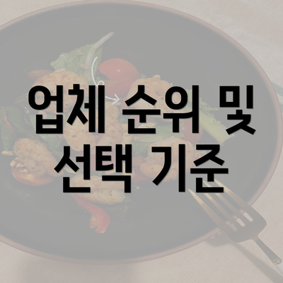 업체 순위 및 선택 기준