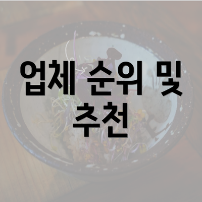 업체 순위 및 추천