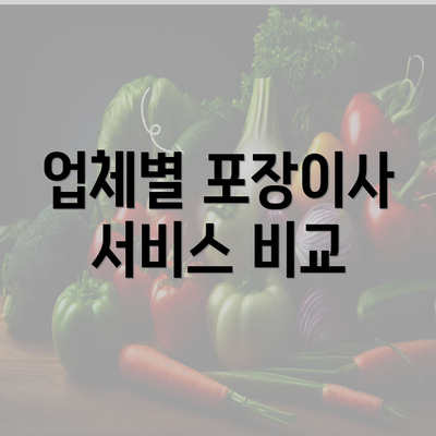 업체별 포장이사 서비스 비교