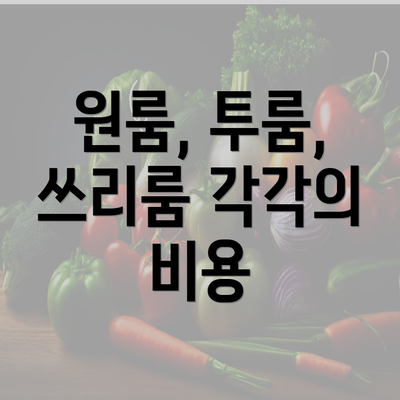 원룸, 투룸, 쓰리룸 각각의 비용