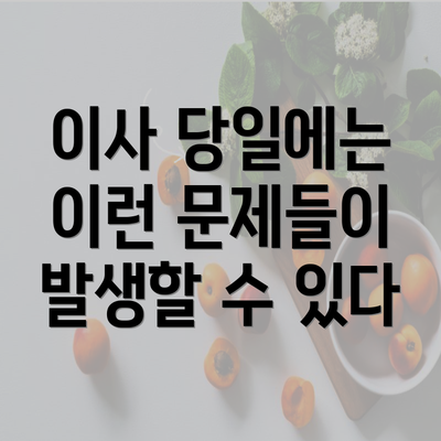 이사 당일에는 이런 문제들이 발생할 수 있다