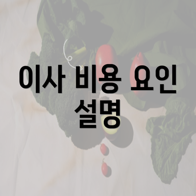 이사 비용 요인 설명