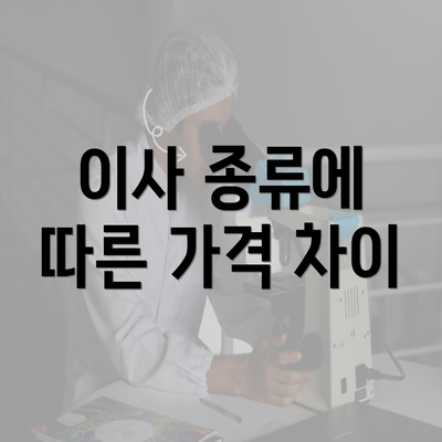 이사 종류에 따른 가격 차이