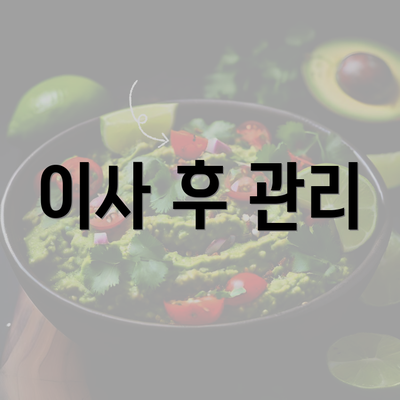 이사 후 관리