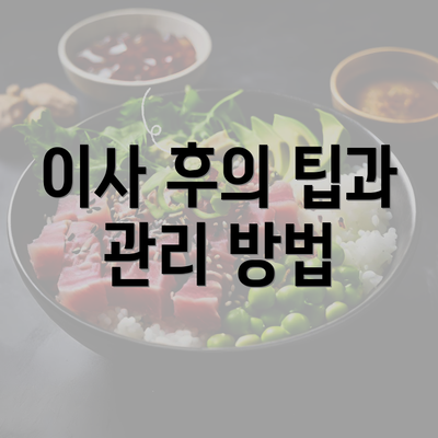 이사 후의 팁과 관리 방법