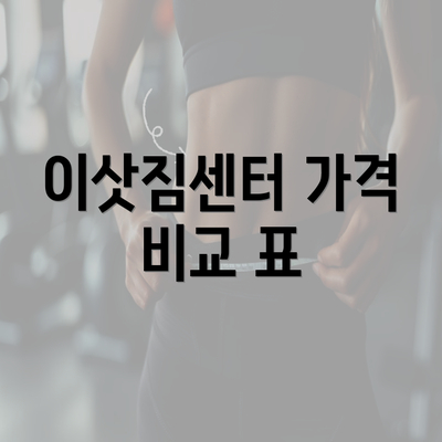 이삿짐센터 가격 비교 표