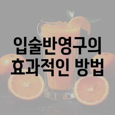 입술반영구의 효과적인 방법