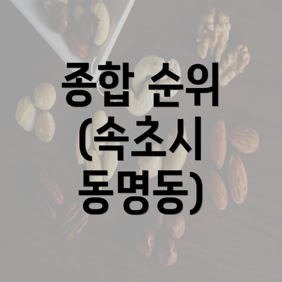 종합 순위 (속초시 동명동)