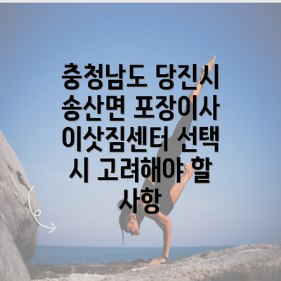 충청남도 당진시 송산면 포장이사 이삿짐센터 선택 시 고려해야 할 사항