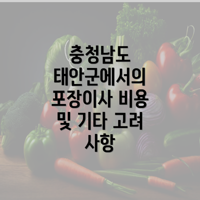 충청남도 태안군에서의 포장이사 비용 및 기타 고려 사항