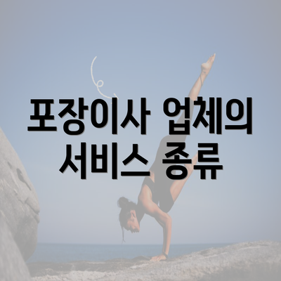 포장이사 업체의 서비스 종류