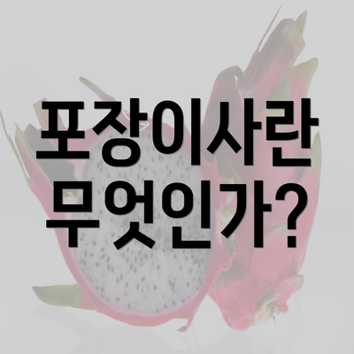 포장이사란 무엇인가?