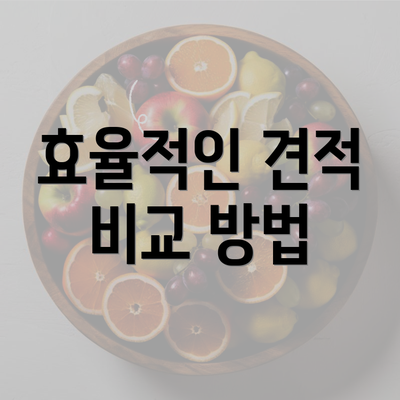 효율적인 견적 비교 방법