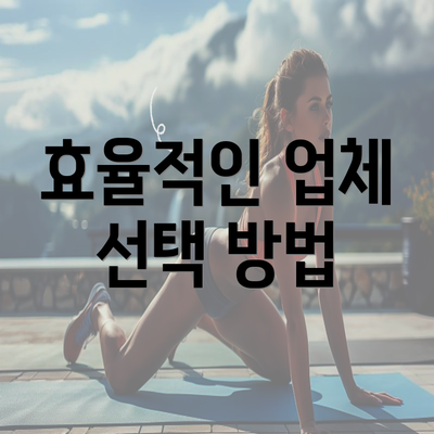 효율적인 업체 선택 방법