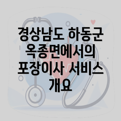 경상남도 하동군 옥종면에서의 포장이사 서비스 개요