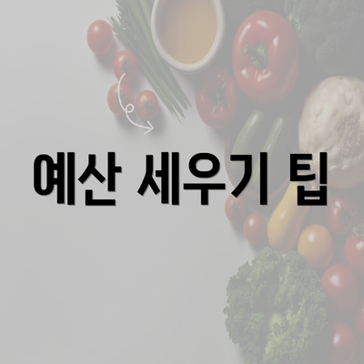 예산 세우기 팁
