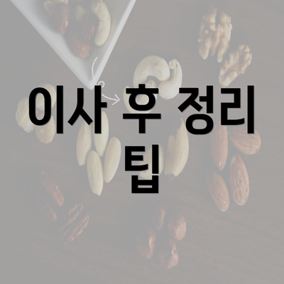 이사 후 정리 팁
