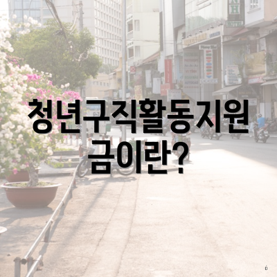 청년구직활동지원금이란?