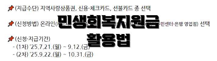 민생회복지원금 활용법