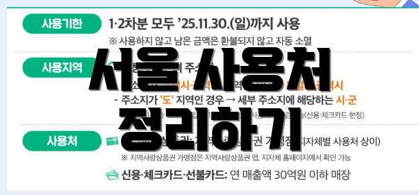 서울 사용처 정리하기