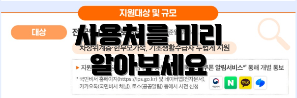 사용처를 미리 알아보세요