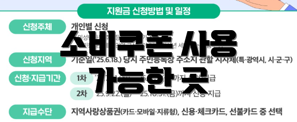 소비쿠폰 사용 가능한 곳